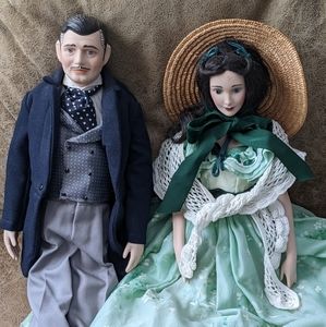 Franklin Mint Gone with the Wind Scarlet O'Hara and Rhett Butler dolls